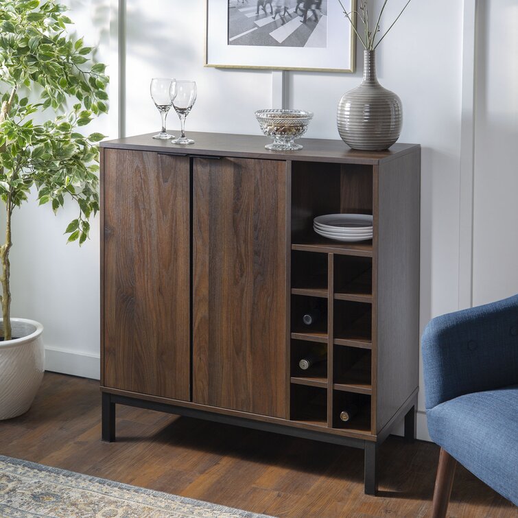 Dark walnut bar deals cabinet